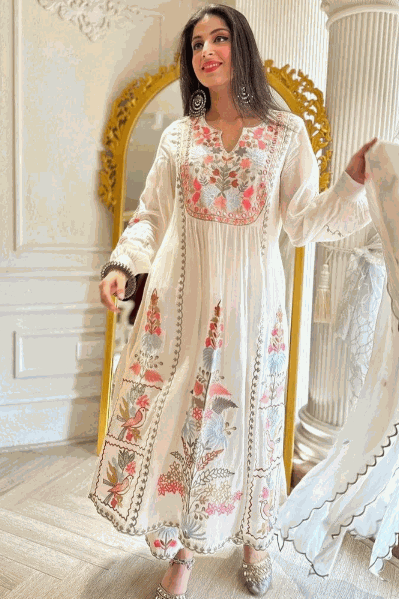 Embroidered Straight Kurti 3 Pc Suit Ready To Wear
