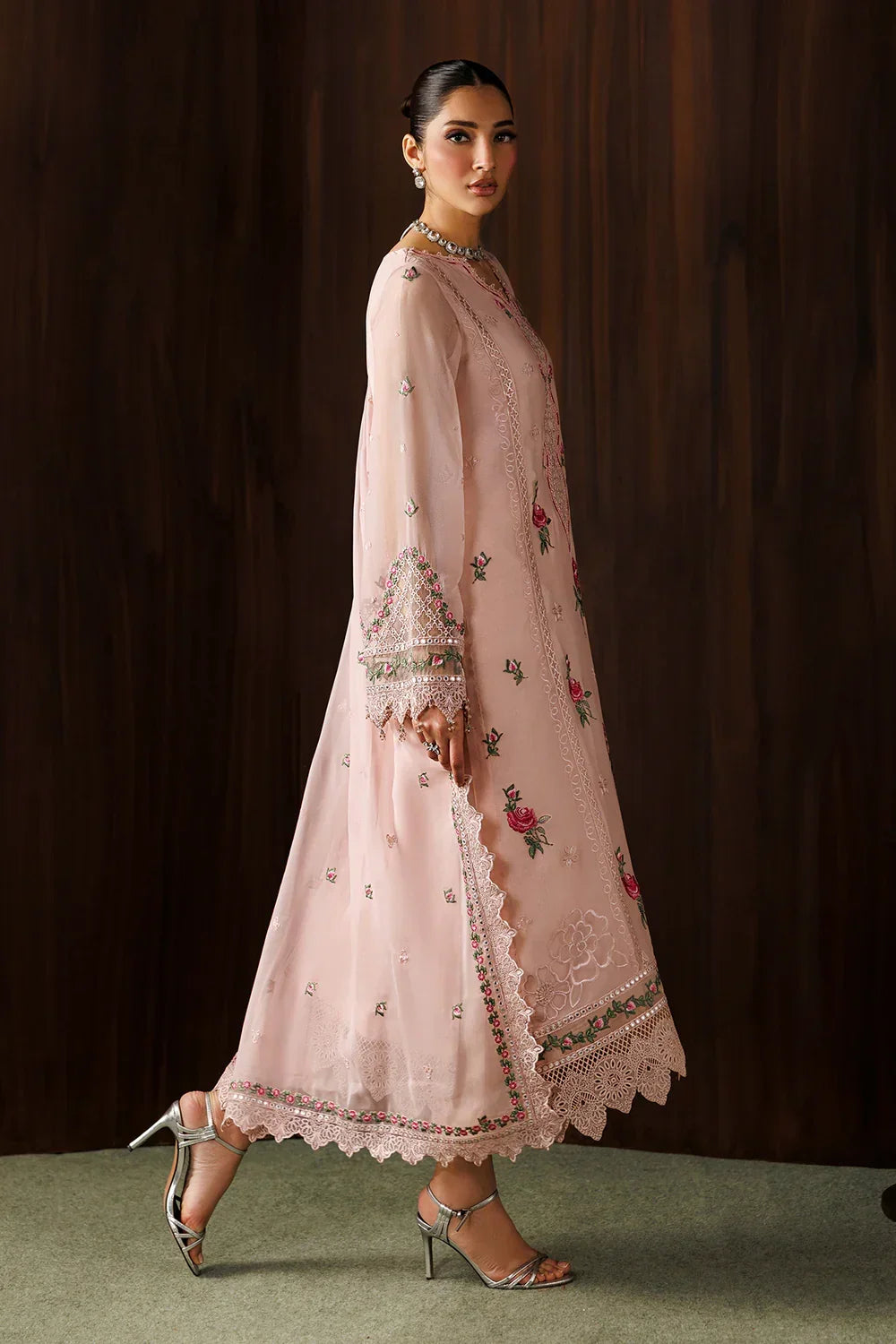 03-Piece Embroidered Chiffon Suit With Malai Trouser | Ready To Wear
