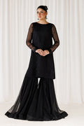 Midnight Black Chiffon Sequence Embroidered Garara Suit | |RTW