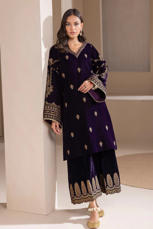 03-PIECE EMBROIDERED VELVET SUIT READY TO WEAR