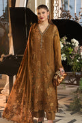 Ochre Brown Chiffon Heavy Embroidered 3-Piece suit | Ready to Wear
