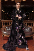 Midnight Black & Lavender: Folral Embroidered Silk Suit