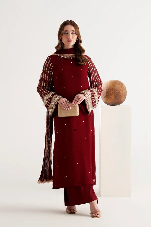 Luxury Heavy Embroidered Chiffon 3-Piece Formal Suit | Ready To Wear