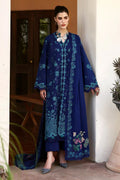 Royal Blue Egyptian Lawn & Semi Pure Chiffon Embroidered Suit | read to wear