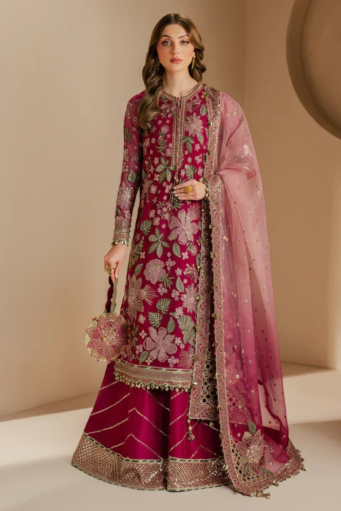 Pink Chiffon Embroidered Formal Suit with Silk Trouser & Net Dupatta | Ready to Wear