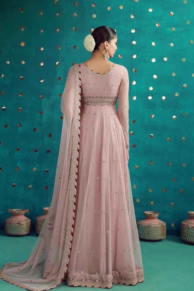 The Dusty Rose: Chiffon Anarkali Gown | Ready To Wear
