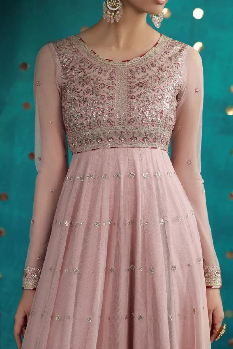 The Dusty Rose: Chiffon Anarkali Gown | Ready To Wear