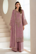 Mauve Pink Organza Embroidered 3-Piece Suit | Ready to Wear