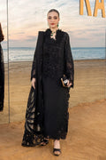 Noir Elegance: Embroidered Jacquard Lawn Suit With Chiffon Dupatta | Ready To Wear
