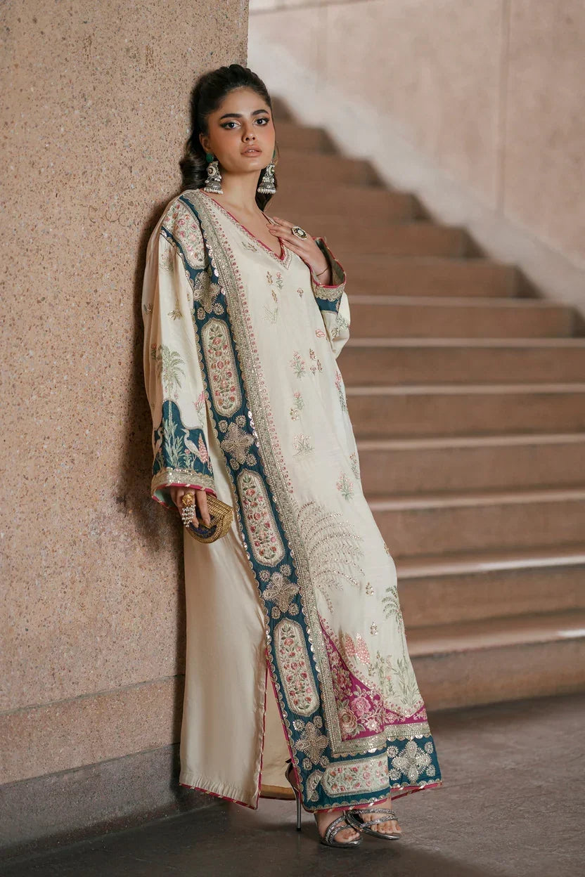 Botanical Embroidered Silk Kaftan | Ready To Wear