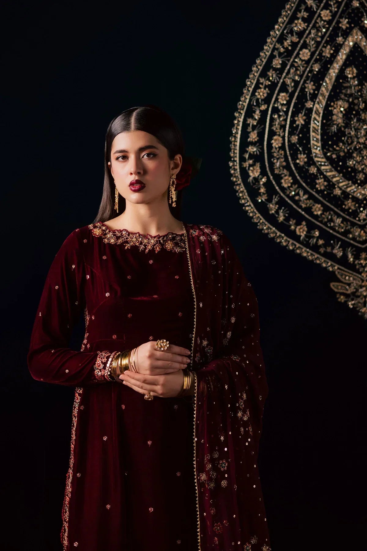 03-Piece Embroidered Micro Velvet Suit | Ready To Wear
