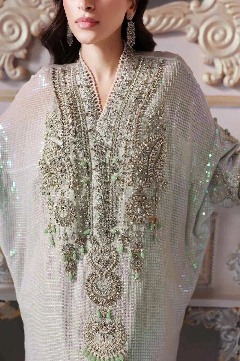 Metallic Shimmer: Embroidered Chiffon Suit
