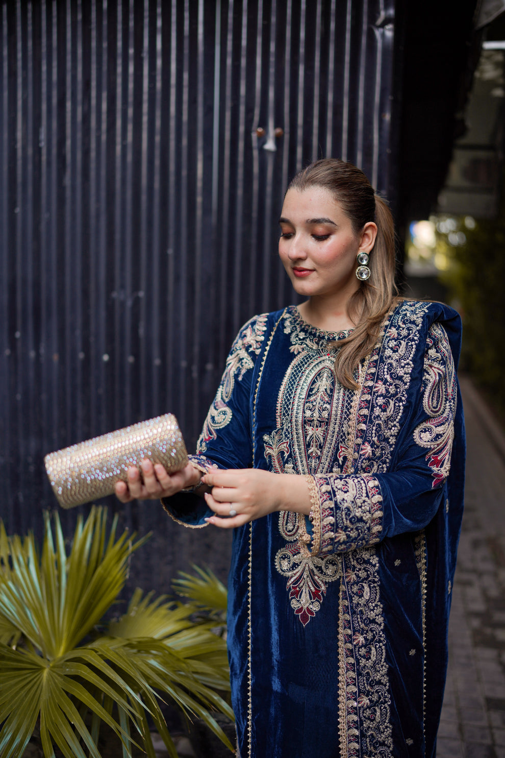3 Piece Stitched Velvet Suit - Ready To Wear