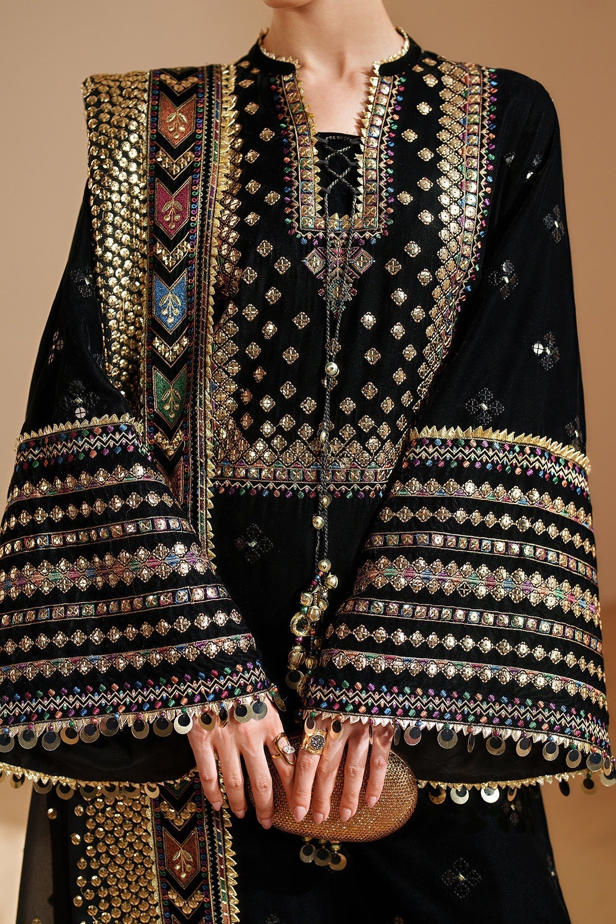 03-Piece Luxury Heavy Embroidered Velvet Suit - Ready To Wear
