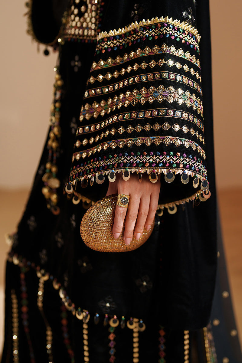03-Piece Embroidered Velvet Formal Suit Ready To Wear