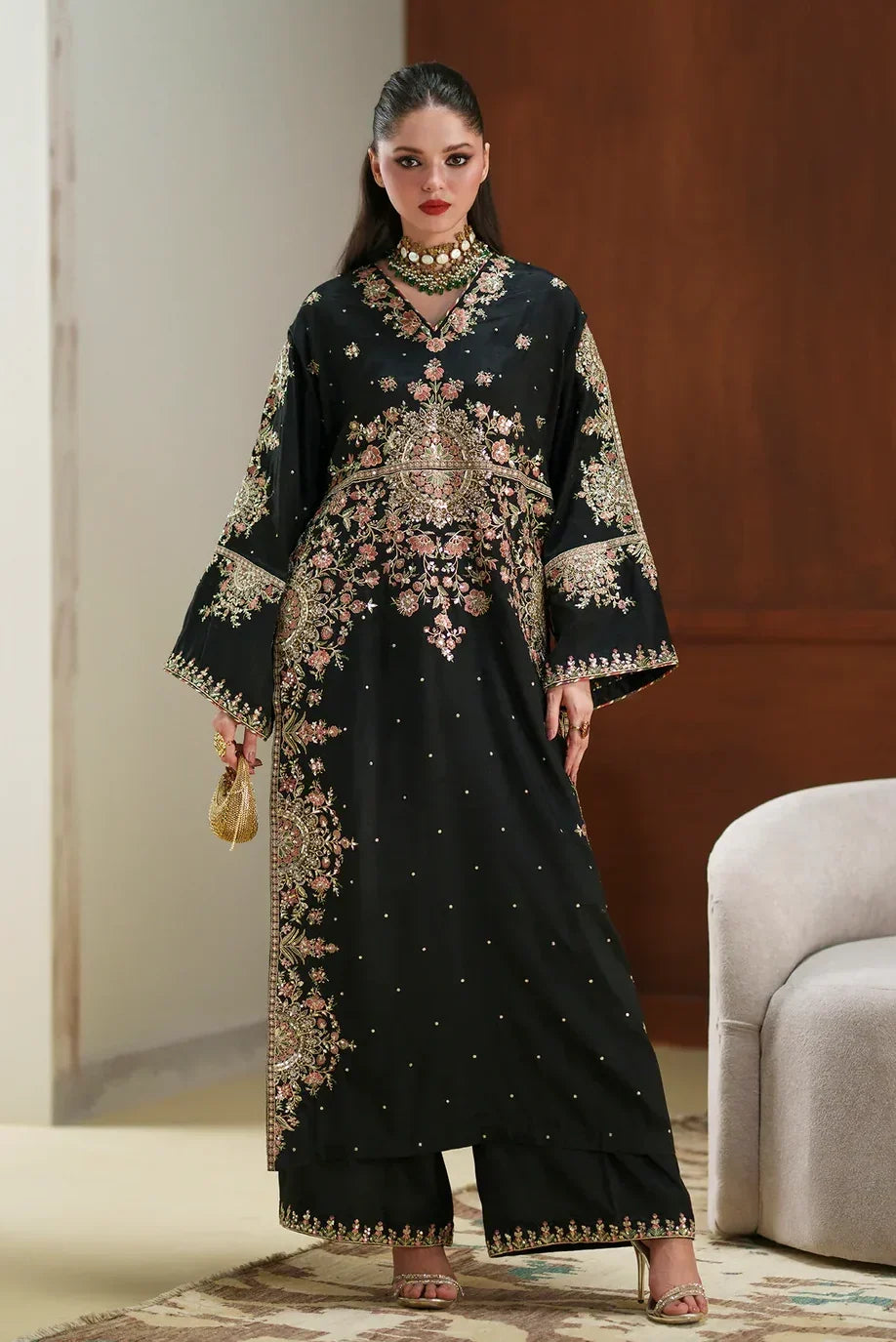 Charmoush Silk 3-Piece Suit with Sequin Work & Embroidered Dupatta | RTW