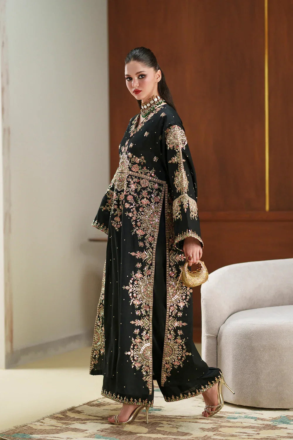 Charmoush Silk 3-Piece Suit with Sequin Work & Embroidered Dupatta | RTW