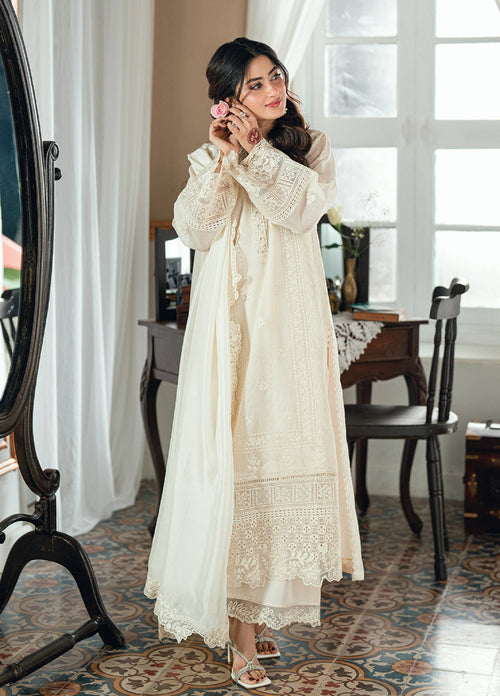 03-Piece Azure Luxury Chiffon Embroidered Suit - Ready To Wear