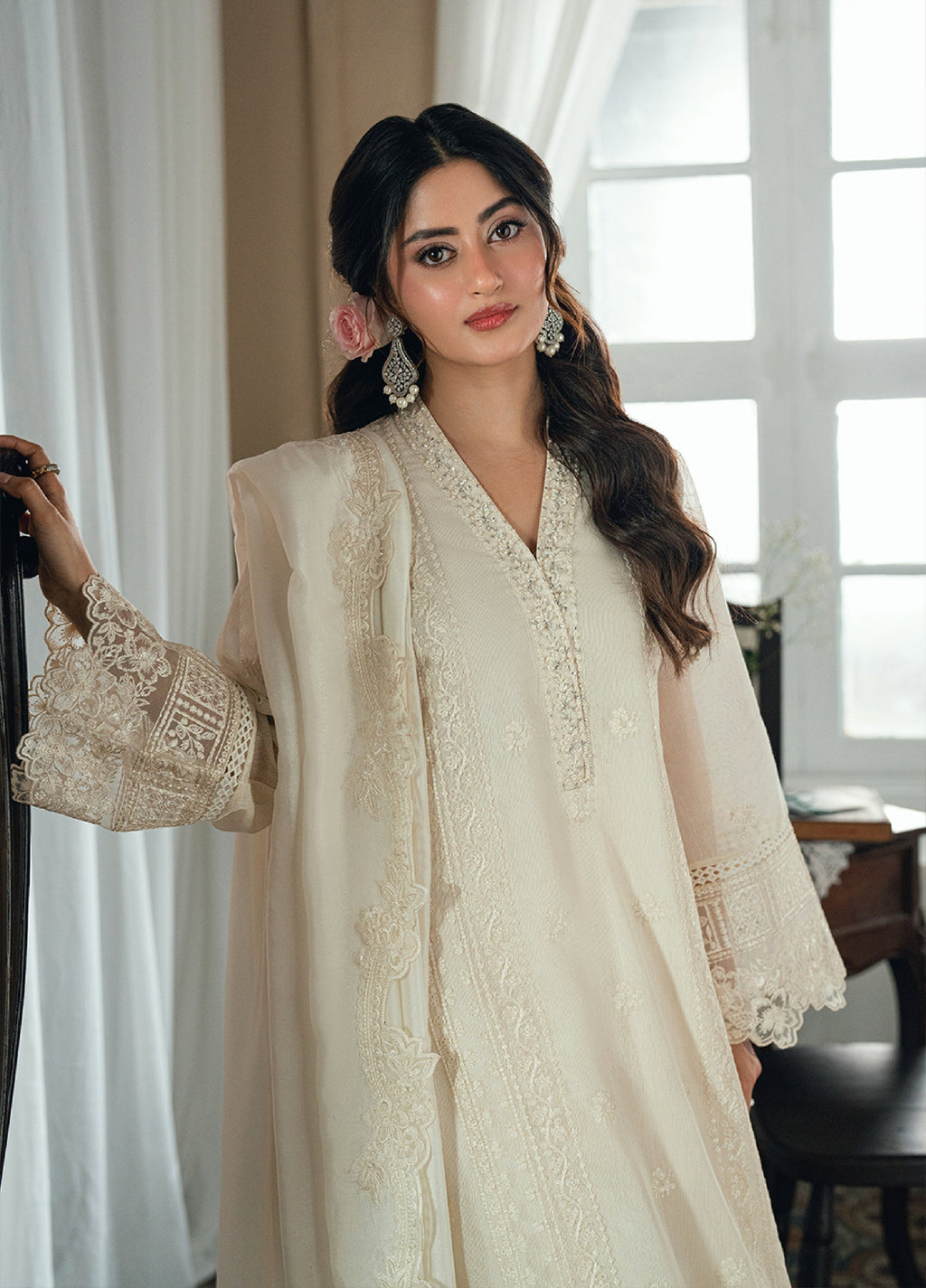 03-Piece Azure Luxury Chiffon Embroidered Suit - Ready To Wear