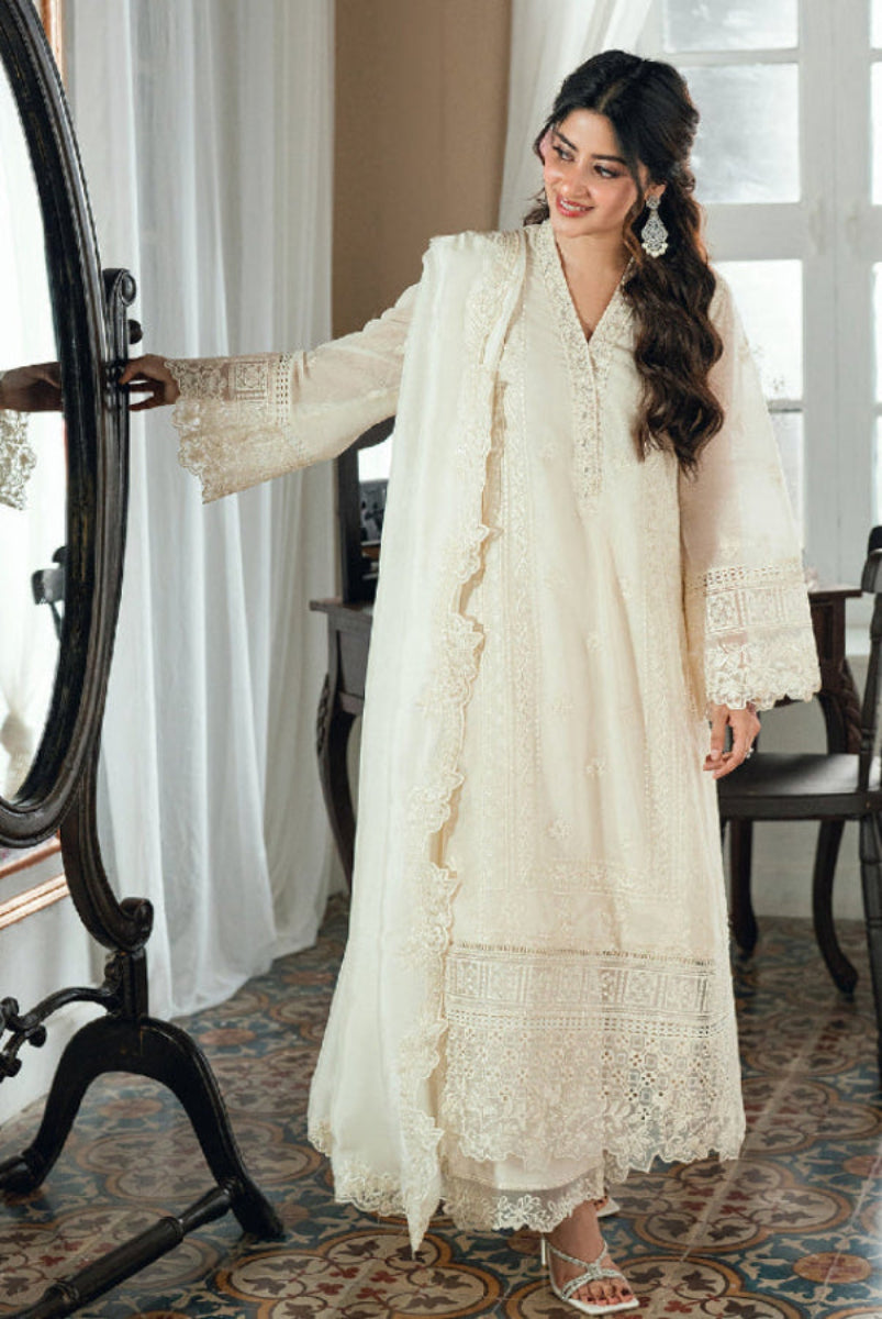 03-Piece Azure Luxury Chiffon Embroidered Suit - Ready To Wear