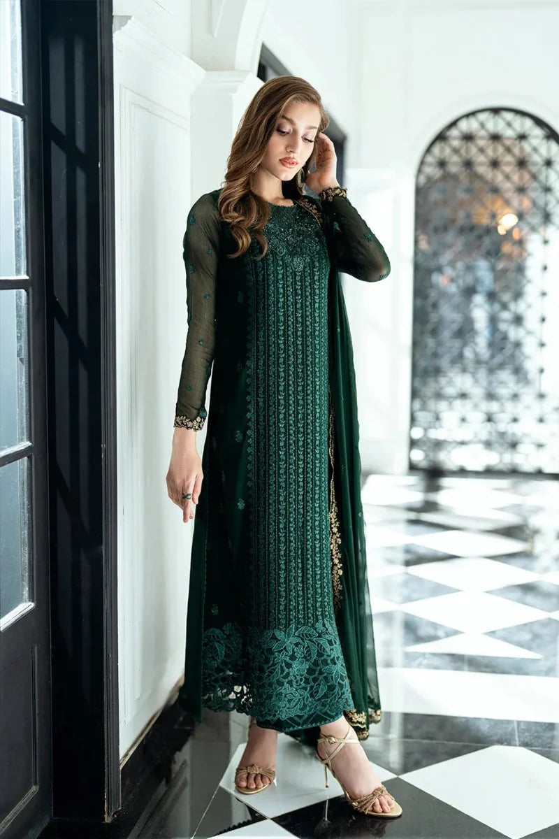 Rich Forest Green: 03-Piece Chiffon Suit