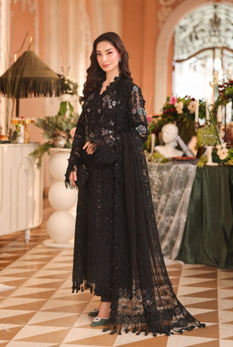 Black Embroidered chiffon Suit | Ready To Wear