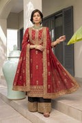 Red Semi Pure Chiffon Sequence Embroidered 3-Piece suit | Ready to Wear