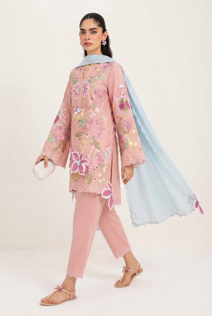 Pure Cotton suit with Heavy Flower Embroidery | Ready To Wear