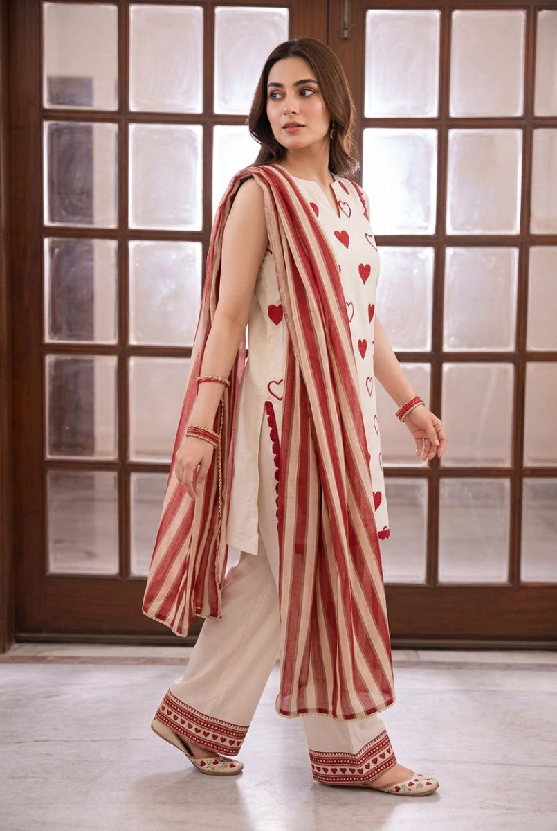 Gulnaar Luxe Embroidered Silk suit | Ready To Wear
