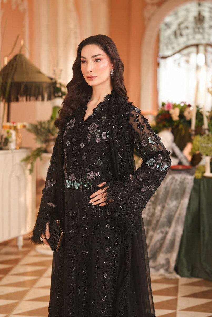 Black Embroidered chiffon Suit | Ready To Wear