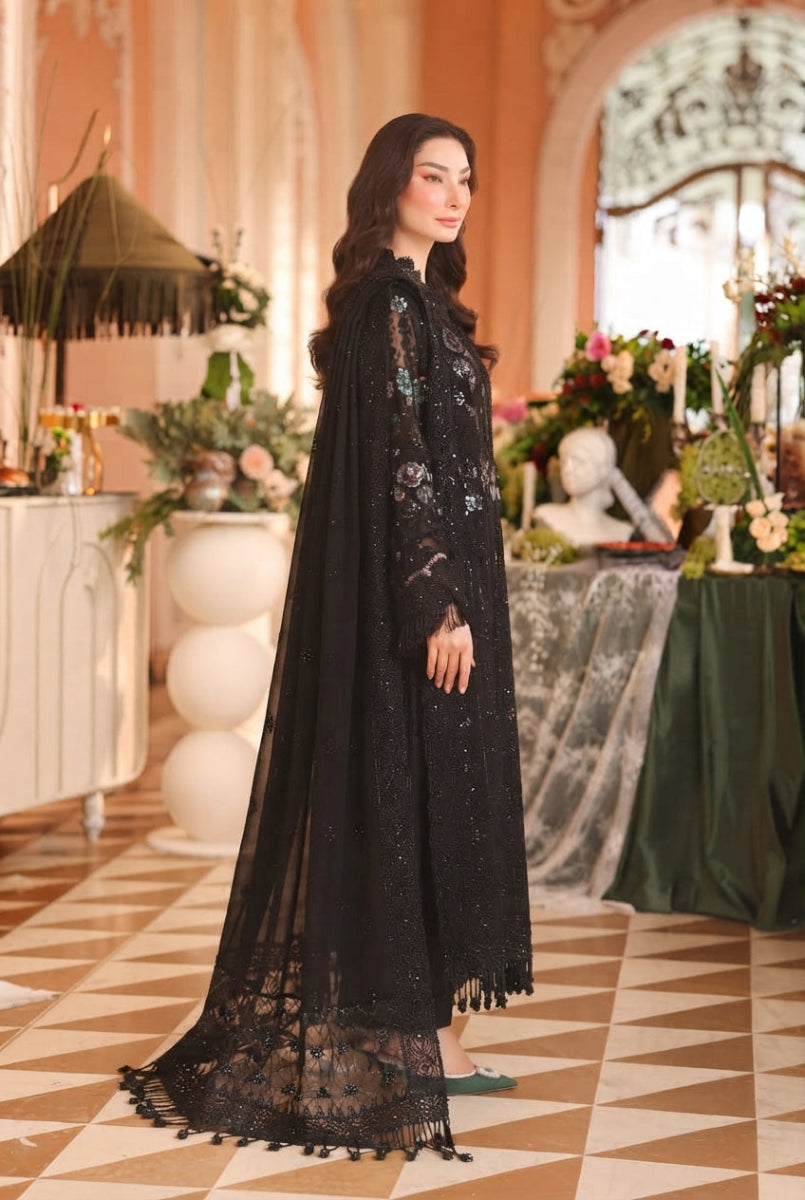 Black Embroidered chiffon Suit | Ready To Wear