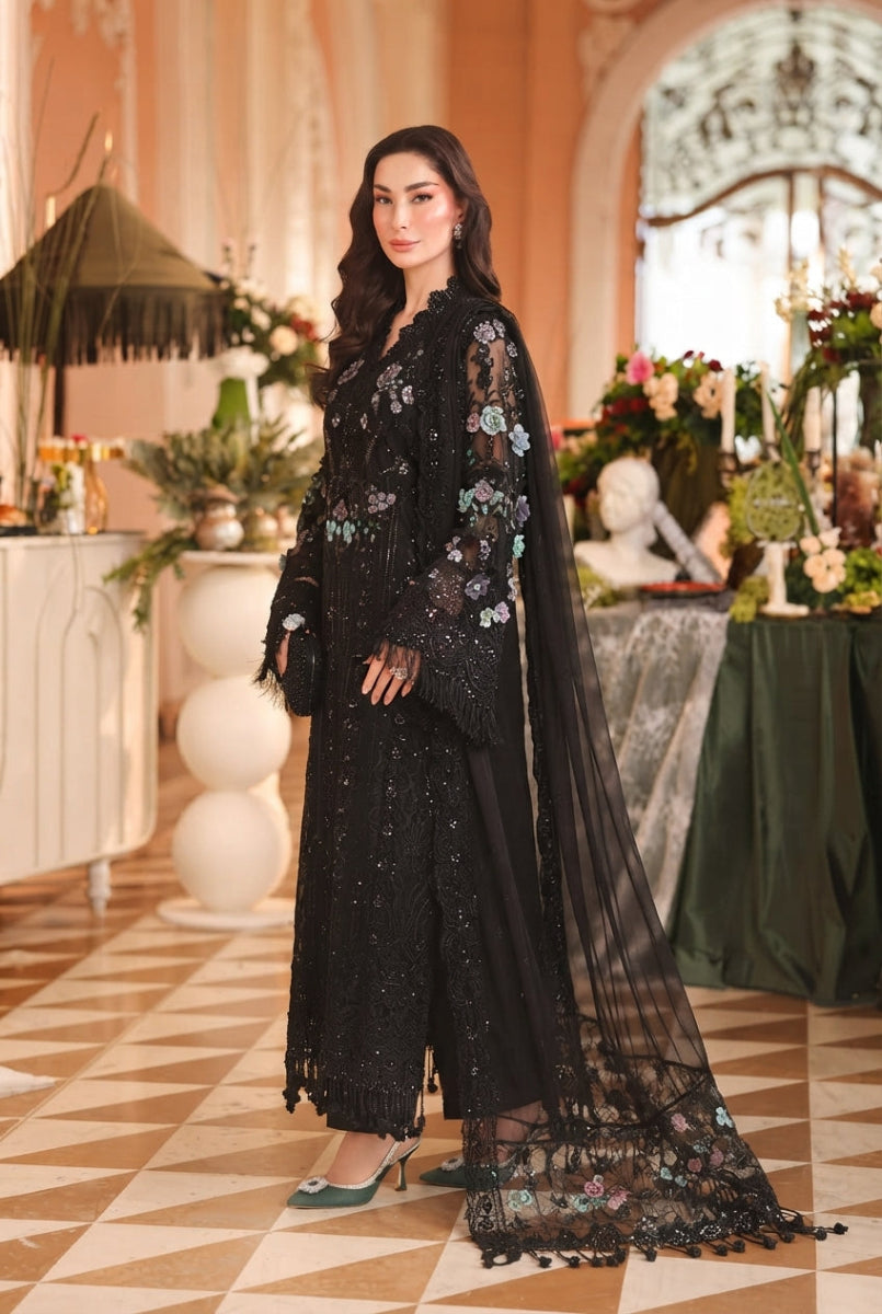 Black Embroidered chiffon Suit | Ready To Wear