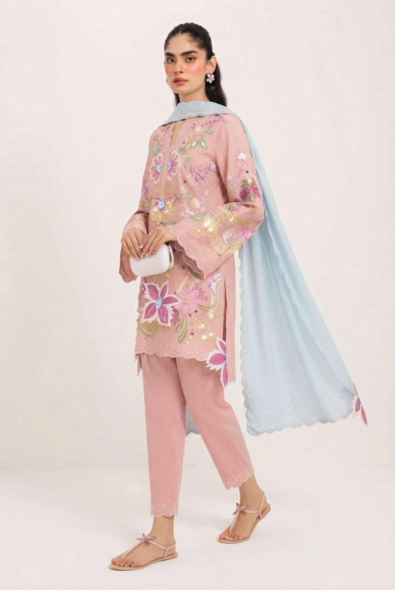 Pure Cotton suit with Heavy Flower Embroidery | Ready To Wear