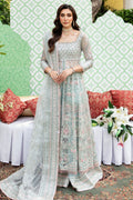 Pastel Mint Green Luxury Net Embroidered Maxi Suit | Ready to Wear