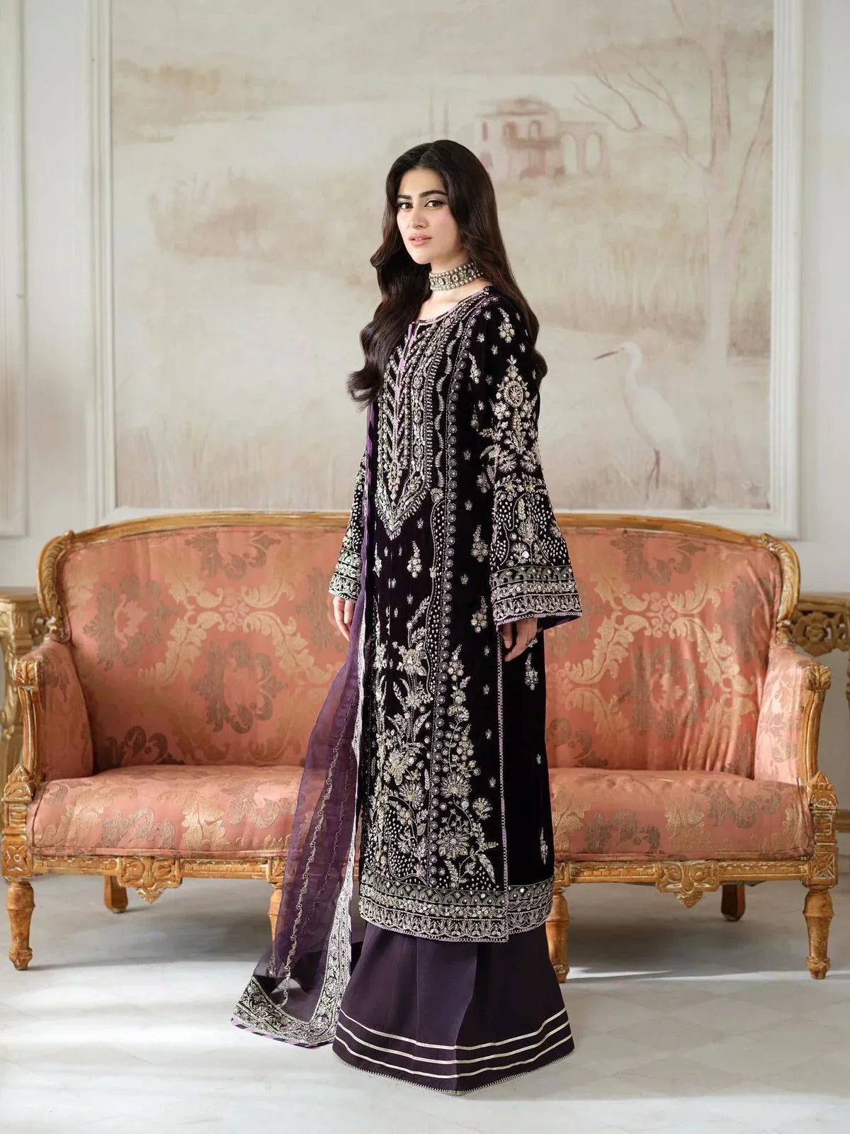 3 Piece Stitched Luxury Velvet Suit - Ready To Wear