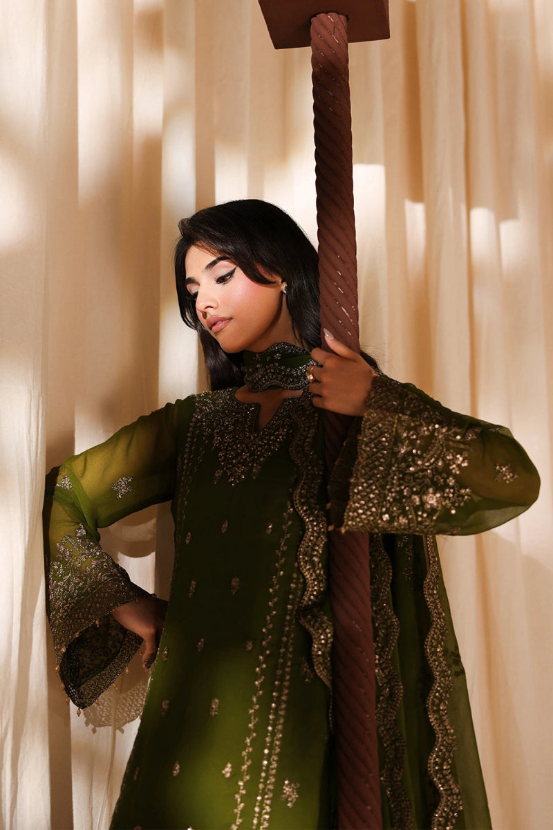 Olive Green 3-piece luxury chiffon suit | Ready To Wear