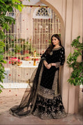 Black Sequence Embroidered Chiffon 3-Piece Garara Suit