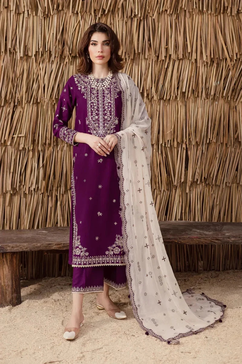 03-Piece Chiffon Suit With Embroidery