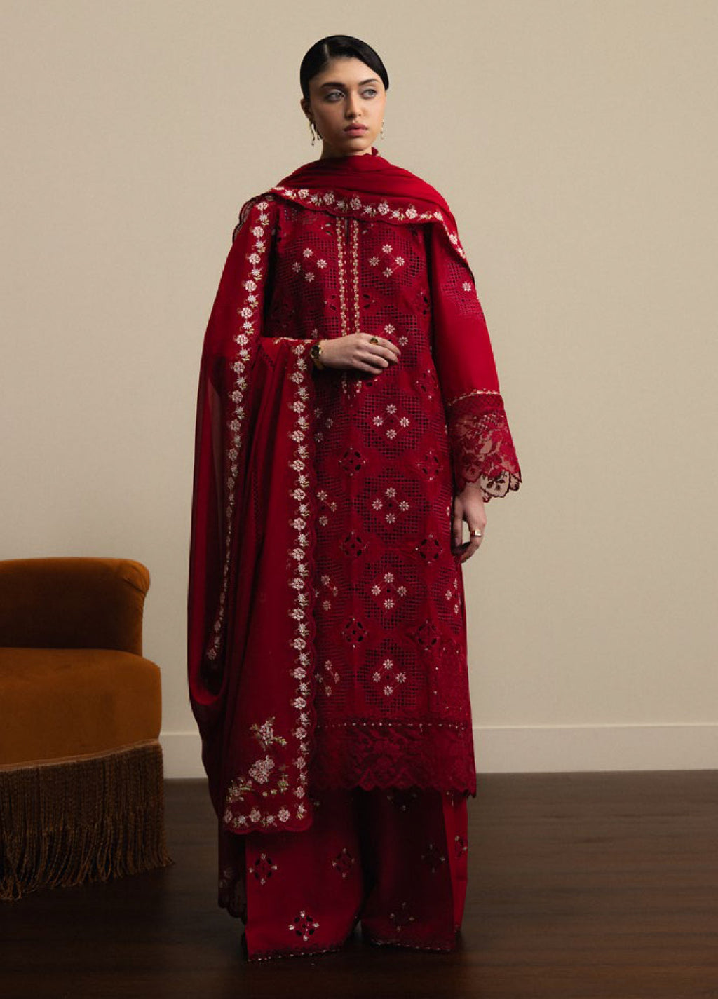 3 Piece Lawn with Semi Pure Chiffon Dupatta | Ready To Wear