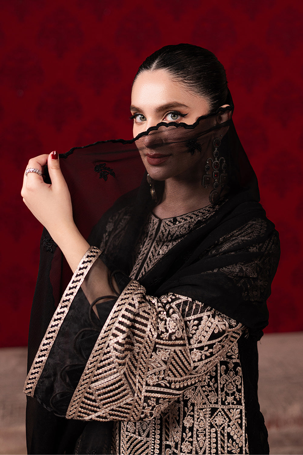 3-Piece Semi Pure Chiffon Embroidered Suit - Ready to Wear