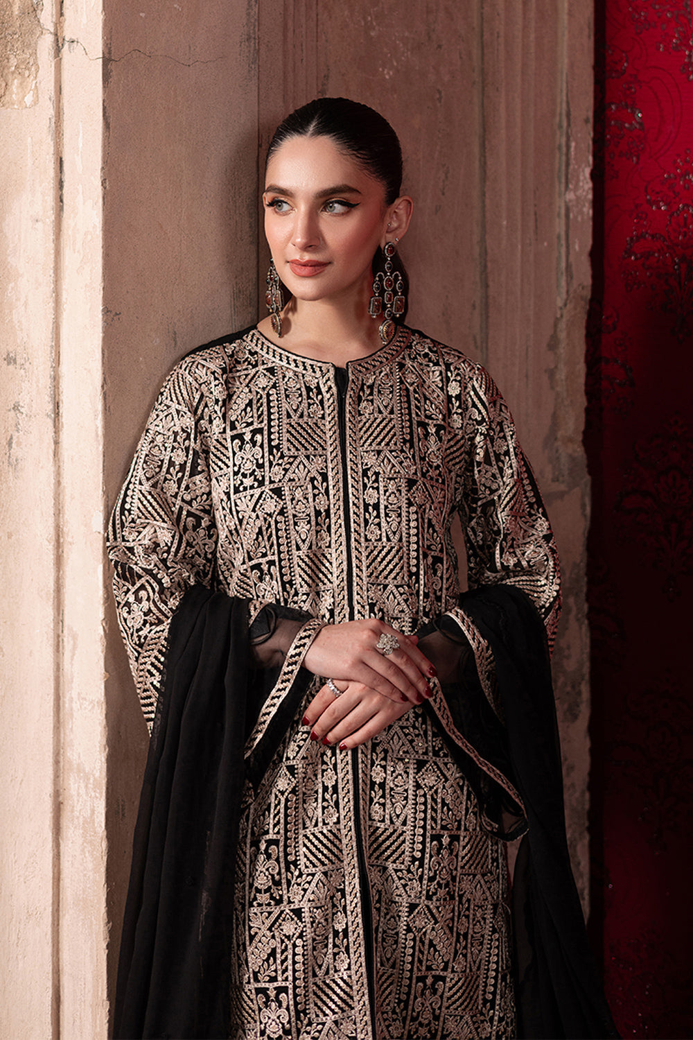 3-Piece Semi Pure Chiffon Embroidered Suit - Ready to Wear