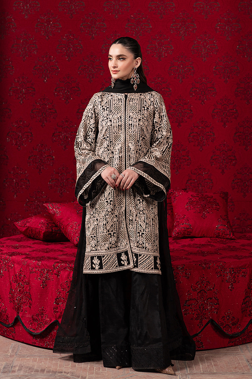 3-Piece Semi Pure Chiffon Embroidered Suit - Ready to Wear