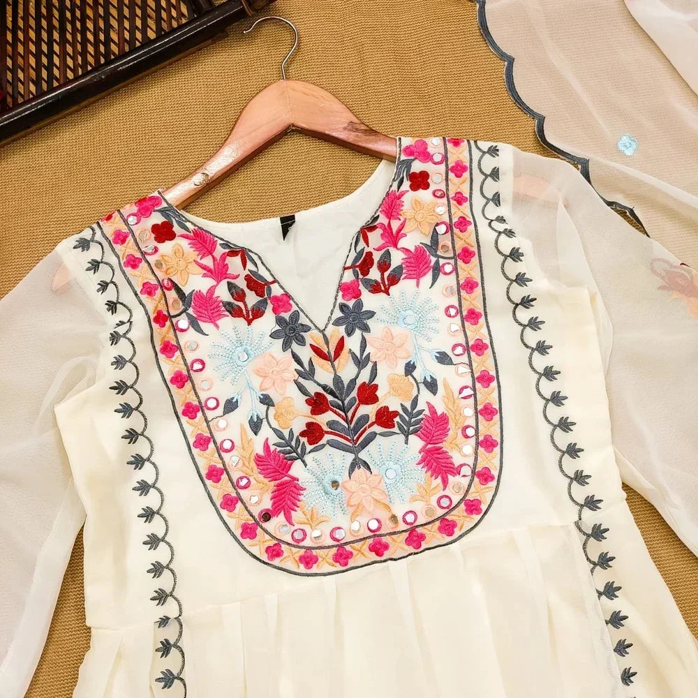 Embroidered Straight Kurti 3 Pc Suit Ready To Wear