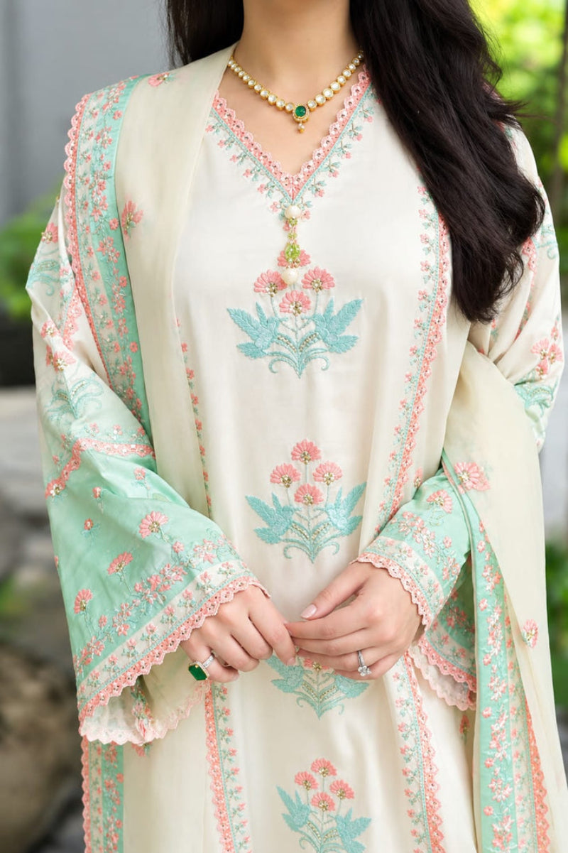 Ivory and Mint Green Tie & Dye Silk 3-Piece suit |Ready to Wear