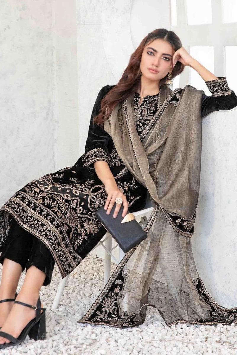 Sequence Embroidered Velvet 3 Pc Suit | Ready To Wear