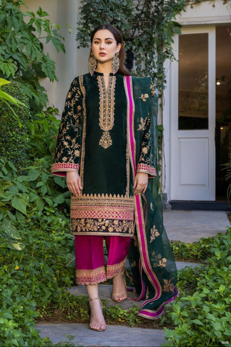 03-PIECE STITCHED VELVET SUIT READY TO WEAR