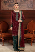 Maroon Chiffon Sequence Embroidered 3-Piece suit | Ready to Wear