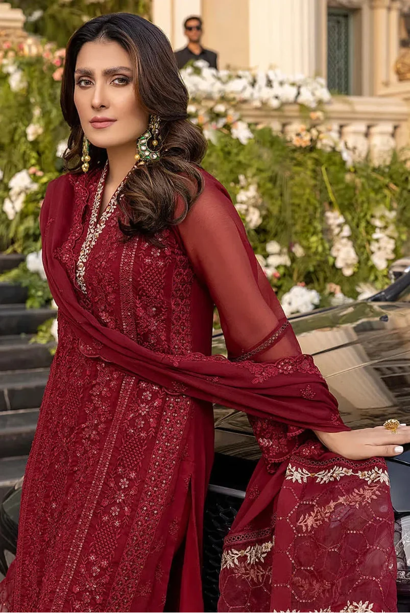 Maroon Noir Chiffon 3-Piece – Ready to Wear
