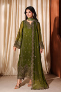 Olive Green 3-piece luxury chiffon suit | Ready To Wear