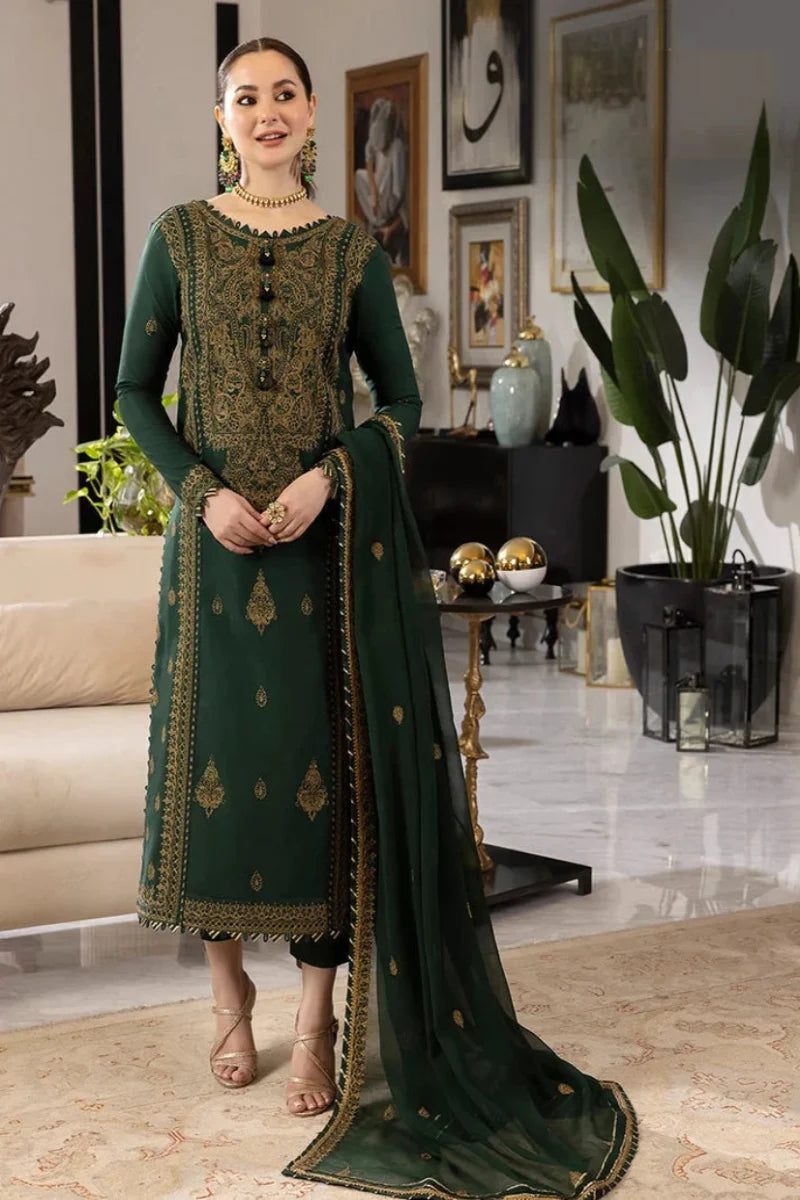 Emerald Mist Sequins Chiffon 3-Piece Ready-to-Wear Suit
